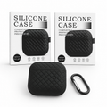 Premium Silicone Protective Case for AirPods with Carabiner | Shockproof Cover (Black)